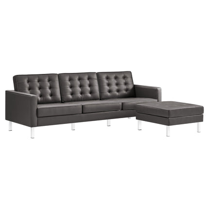 Modway EEI-6410 Loft Tufted Vegan Leather Sofa and Ottoman Set Modway