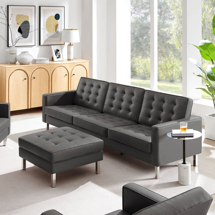 Modway EEI-6410 Loft Tufted Vegan Leather Sofa and Ottoman Set Modway