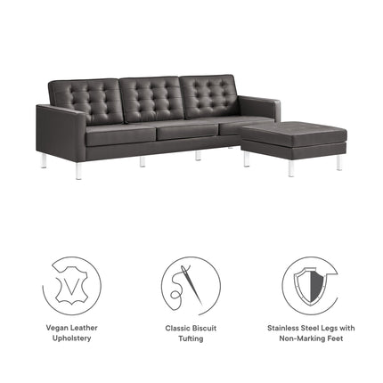 Modway EEI-6410 Loft Tufted Vegan Leather Sofa and Ottoman Set Modway