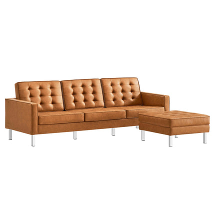 Modway EEI-6410 Loft Tufted Vegan Leather Sofa and Ottoman Set Modway