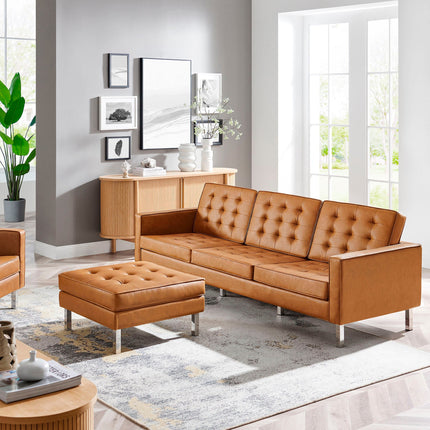 Modway EEI-6410 Loft Tufted Vegan Leather Sofa and Ottoman Set Modway