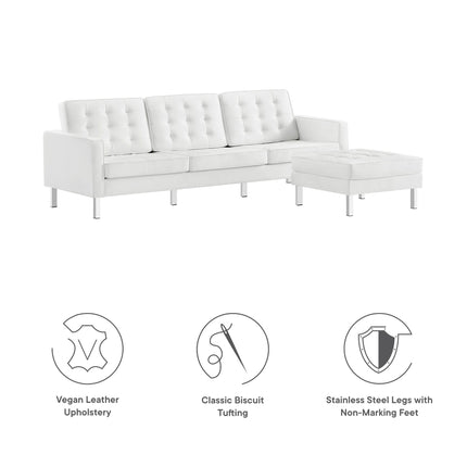 Modway EEI-6410 Loft Tufted Vegan Leather Sofa and Ottoman Set Modway