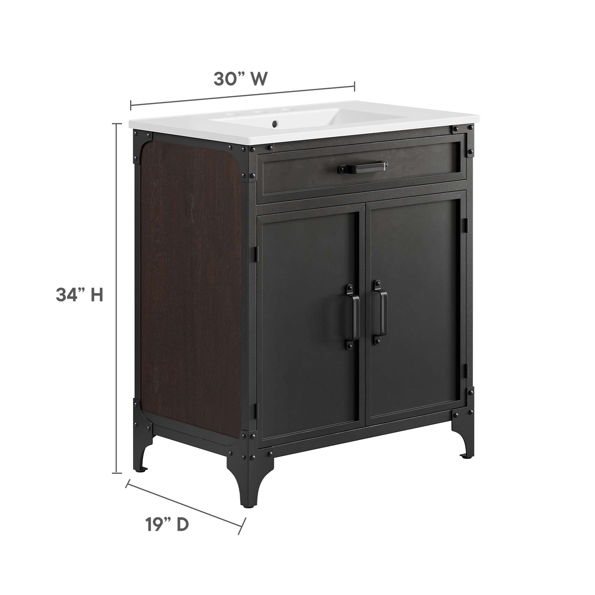 Modway EEI-6415 Steamforge 30" Bathroom Vanity