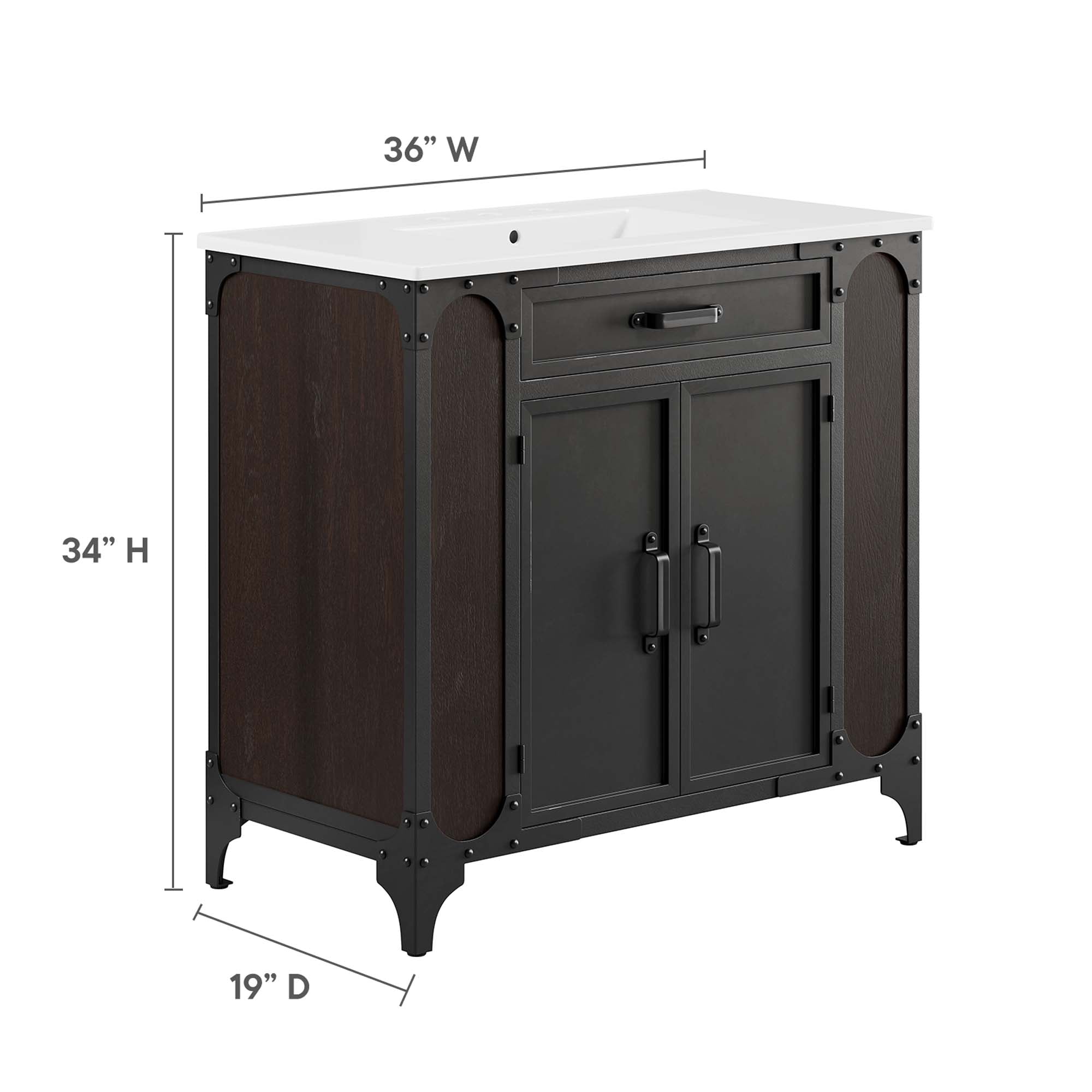 Modway EEI-6417 Steamforge 36" Bathroom Vanity