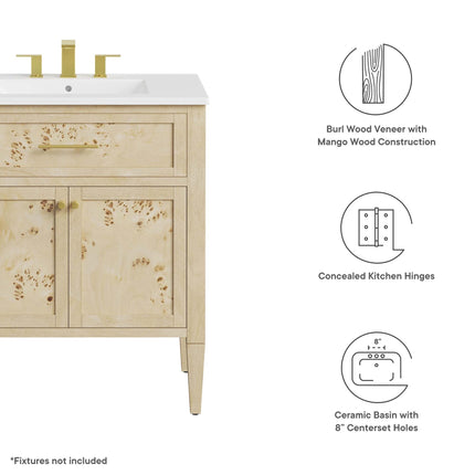 Modway EEI-6443 Elysian 30" Wood Bathroom Vanity Modway