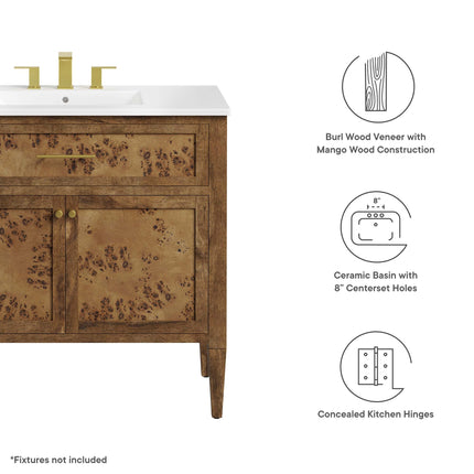 Modway EEI-6448 Elysian 36" Wood Bathroom Vanity Modway