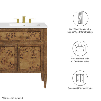 Modway EEI-6456 Elysian 48" Wood Double Sink Bathroom Vanity Modway
