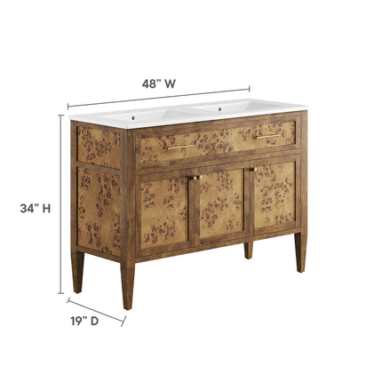 Modway EEI-6456 Elysian 48" Wood Double Sink Bathroom Vanity Modway