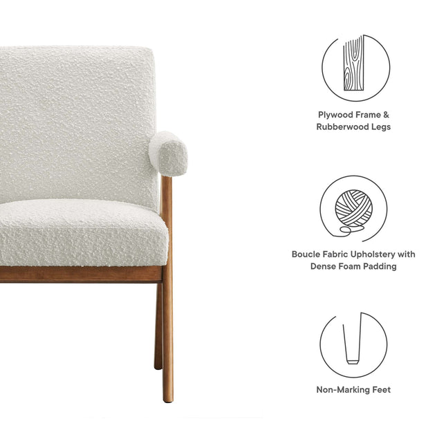 Modway EEI-6506 Lyra Boucle Fabric Dining Room Chair Set of 2 Modway