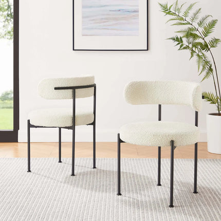 Modway EEI-6516 Albie Boucle Fabric Dining Chairs Set of 2 Modway