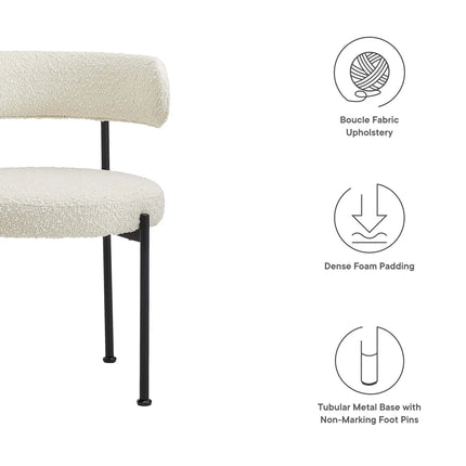 Modway EEI-6516 Albie Boucle Fabric Dining Chairs Set of 2 Modway