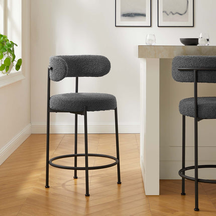 Modway EEI-6518 Albie Boucle Fabric Counter Stools Set of 2 Modway