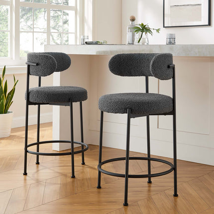 Modway EEI-6518 Albie Boucle Fabric Counter Stools Set of 2 Modway