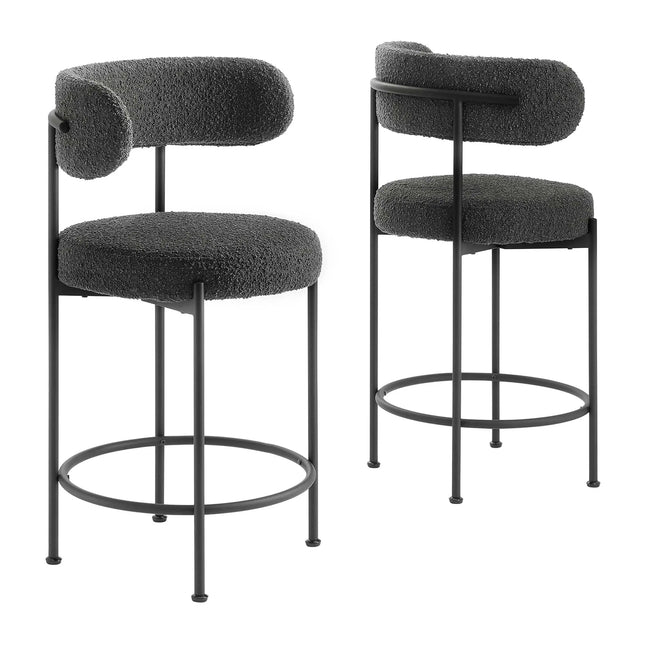 Modway EEI-6518 Albie Boucle Fabric Counter Stools Set of 2 Modway