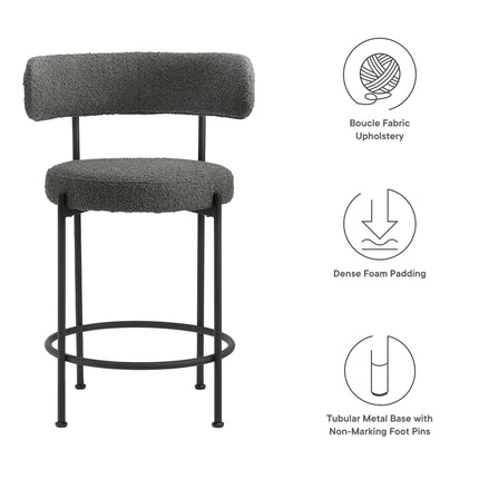 Modway EEI-6518 Albie Boucle Fabric Counter Stools Set of 2 Modway