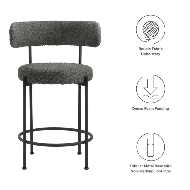 Modway EEI-6518 Albie Boucle Fabric Counter Stools Set of 2 Modway