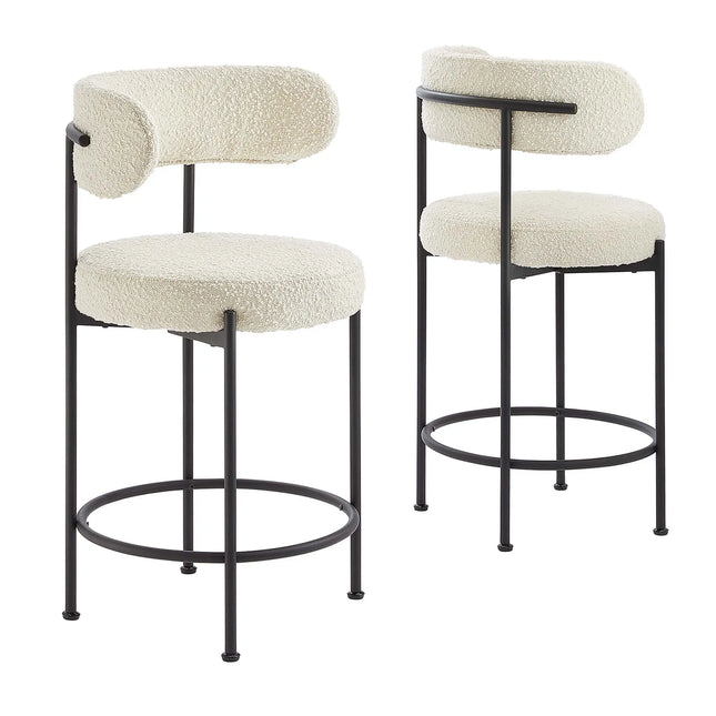 Modway EEI-6518 Albie Boucle Fabric Counter Stools Set of 2 Modway