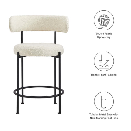 Modway EEI-6518 Albie Boucle Fabric Counter Stools Set of 2 Modway