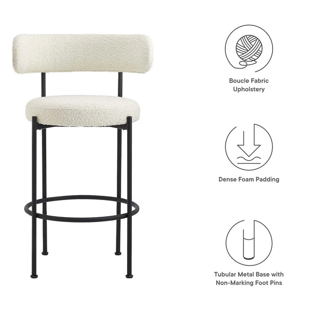 Modway EEI-6520 Albie Boucle Fabric Bar Stools Set of 2 Modway