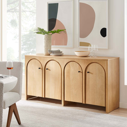 Modway EEI-6538 Appia Wood Grain 4-Door Sideboard Storage Cabinet Modway