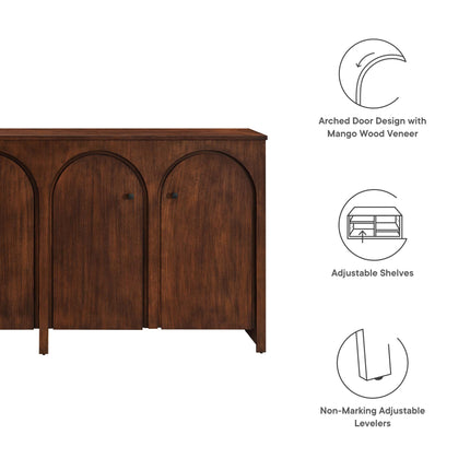 Modway EEI-6538 Appia Wood Grain 4-Door Sideboard Storage Cabinet Modway
