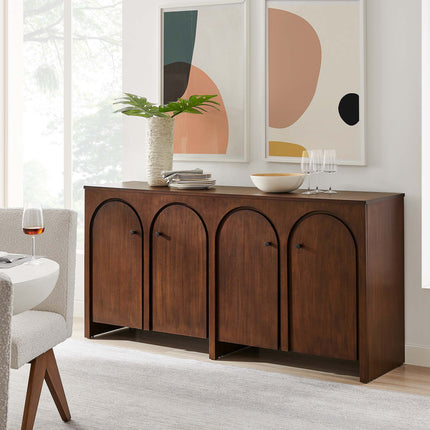 Modway EEI-6538 Appia Wood Grain 4-Door Sideboard Storage Cabinet Modway