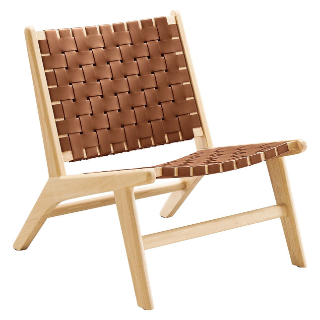 Modway EEI-6542 Saoirse Leather Wood Accent Lounge Chair Modway