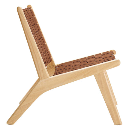 Modway EEI-6542 Saoirse Leather Wood Accent Lounge Chair Modway