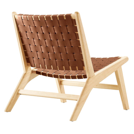 Modway EEI-6542 Saoirse Leather Wood Accent Lounge Chair Modway