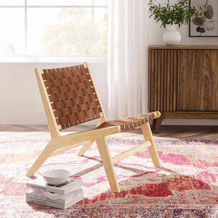 Modway EEI-6542 Saoirse Leather Wood Accent Lounge Chair Modway