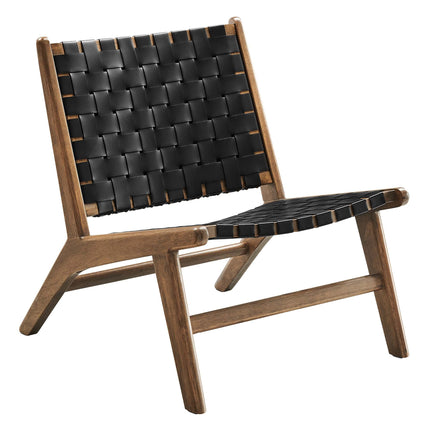 Modway EEI-6542 Saoirse Leather Wood Accent Lounge Chair Modway