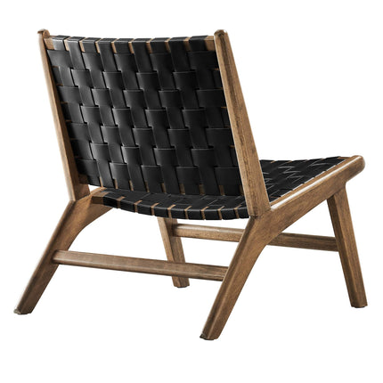 Modway EEI-6542 Saoirse Leather Wood Accent Lounge Chair Modway