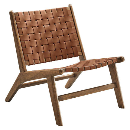 Modway EEI-6542 Saoirse Leather Wood Accent Lounge Chair Modway