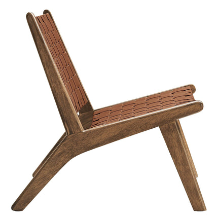 Modway EEI-6542 Saoirse Leather Wood Accent Lounge Chair Modway
