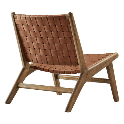 Modway EEI-6542 Saoirse Leather Wood Accent Lounge Chair Modway