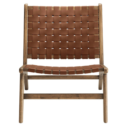 Modway EEI-6542 Saoirse Leather Wood Accent Lounge Chair Modway