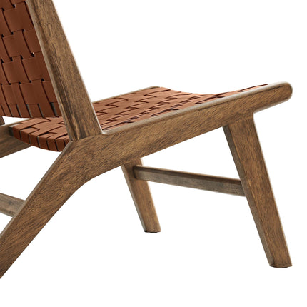 Modway EEI-6542 Saoirse Leather Wood Accent Lounge Chair Modway