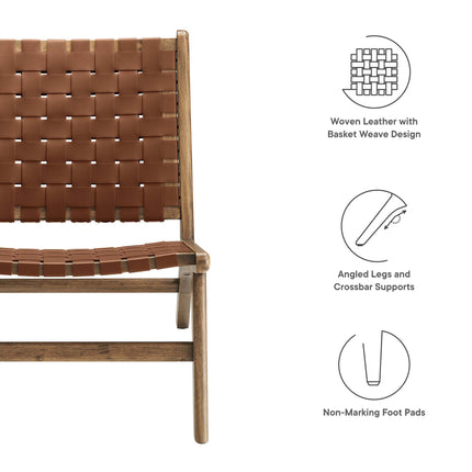 Modway EEI-6542 Saoirse Leather Wood Accent Lounge Chair Modway