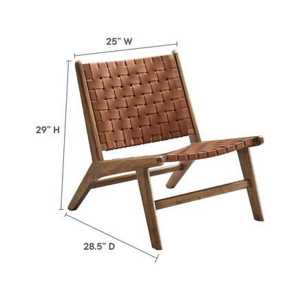 Modway EEI-6542 Saoirse Leather Wood Accent Lounge Chair Modway