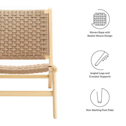 Modway EEI-6543 Saoirse Woven Rope Wood Accent Lounge Chair Modway
