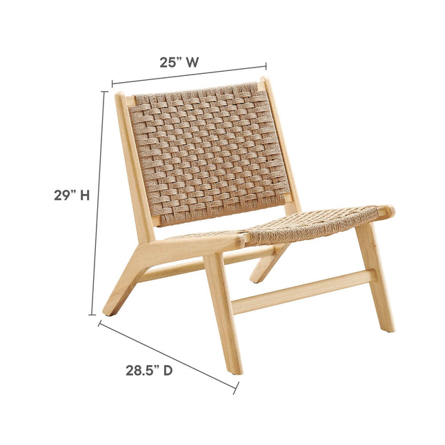 Modway EEI-6543 Saoirse Woven Rope Wood Accent Lounge Chair Modway