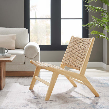 Modway EEI-6543 Saoirse Woven Rope Wood Accent Lounge Chair Modway