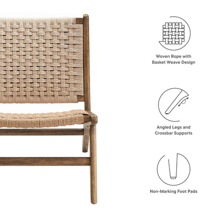 Modway EEI-6543 Saoirse Woven Rope Wood Accent Lounge Chair Modway