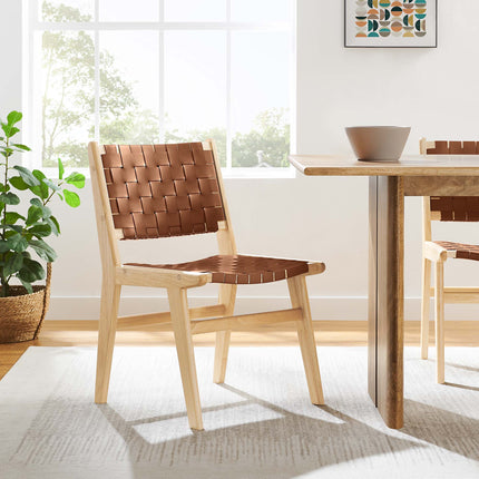 Modway EEI-6544 Saoirse Leather Wood Dining Side Chair Set of 2 Modway