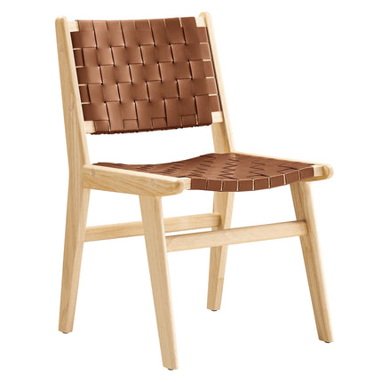 Modway EEI-6544 Saoirse Leather Wood Dining Side Chair Set of 2 Modway