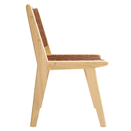 Modway EEI-6544 Saoirse Leather Wood Dining Side Chair Set of 2 Modway