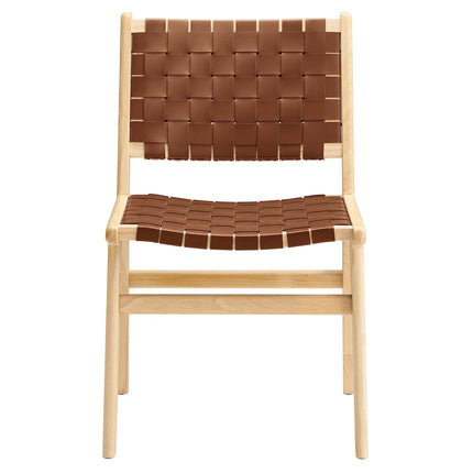 Modway EEI-6544 Saoirse Leather Wood Dining Side Chair Set of 2 Modway