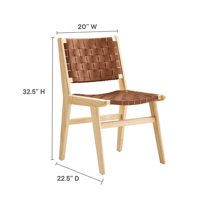 Modway EEI-6544 Saoirse Leather Wood Dining Side Chair Set of 2 Modway