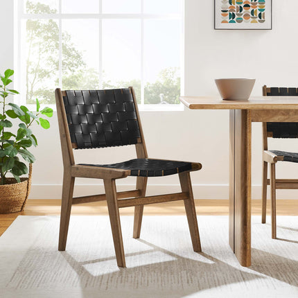 Modway EEI-6544 Saoirse Leather Wood Dining Side Chair Set of 2 Modway