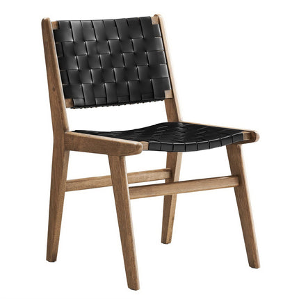 Modway EEI-6544 Saoirse Leather Wood Dining Side Chair Set of 2 Modway
